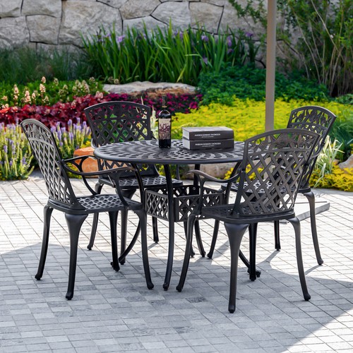 Set da pranzo per patio esterno con foro ombrellone set mobili da giardino - Foto 5 di 79