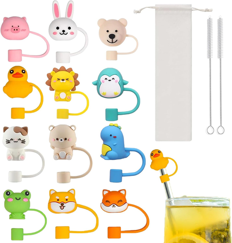 Straw Covers Cap 8Mm Straw Topper Compatible with Tumbler Cups Reusable Cute Sil