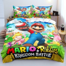Super Mario 3pcs Bed Sheets Duvet Cover Bedding Set Pillowcase Quilt Single