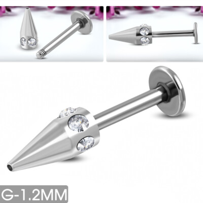 Edelstahl Piercing Labret Lippen G-1.2mm Zirkonia Stainless steel y-bdp072