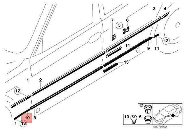 OEM BMW E38 725TDS 728I 728IL 730D 735I 735IL COVER STRIP LEFT 