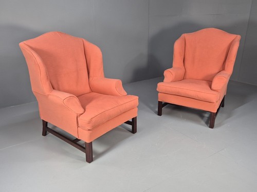 2 Vintage Georgian Style Wingback Armchairs 1950s Reproduction EB9469 VCLO - Picture 12 of 15