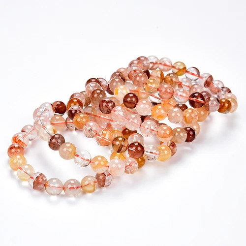 Natural Yellow Hematoid Gemstone 8MM 10MM 7.5 inch Round Bracelet(S20) - Picture 2 of 3