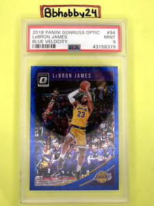 2018 Panini Donruss Optic Lebron James #94 Blue Velocity Prizm Holo 🔴 PSA 9