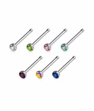 Lot of 7 Value Pack 316L Surgical Steel Nose Bone Ring 2mm CZ 20G