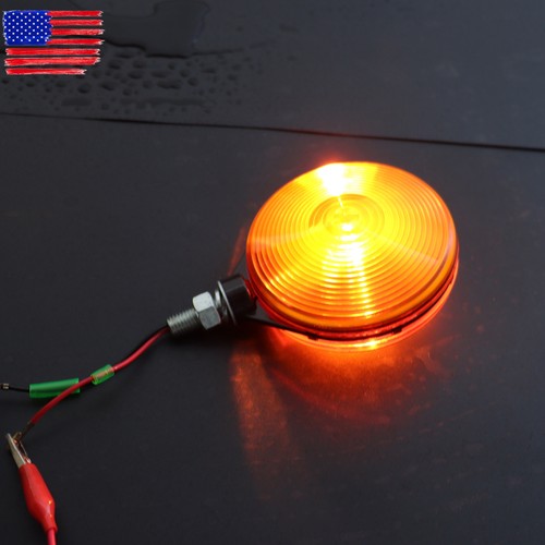 2 PCS Red/Amber Round Side Marker Light Lamp Dual Face Turn Signal For Tractor - Picture 7 of 11