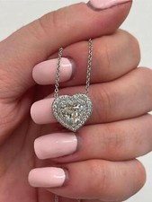 Lovely 18K Gold 1.60ctw Natural Heart Shape Diamond Halo Pendant 14K Necklace