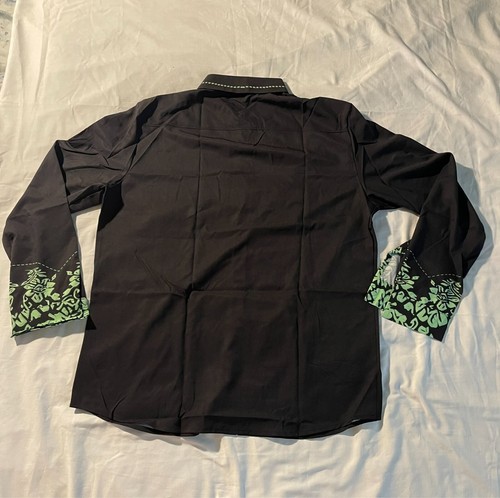 Modern Maverick Men’s 3D Printed Western Shirt Green and Black - Picture 5 of 7