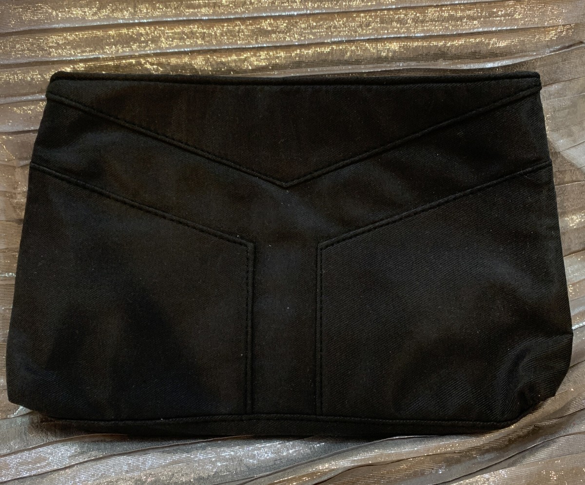 YSL -YVES SAINT LAURENT- Black Soft Suede Fabric Travel Bag- Pouch