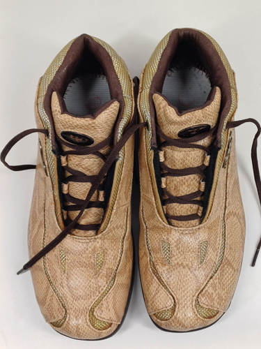 310 Scarpe Moto Vintage Uomo UK 9 EU 43 US 10 Beige Effetto Pelle di Serpente - Foto 15 di 24