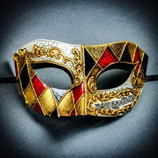 Classic Musical Venetian Masquerade Halloween Costume Party Eye Mask Gold Black