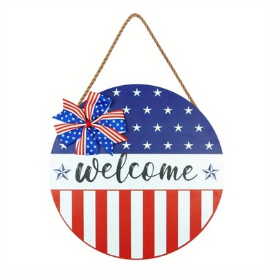 Independence Day Bowknot Farmhouses Porch Spring Welcome Sign Welcome Sign Home