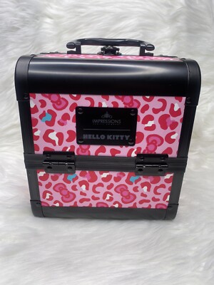 Hello Kitty Impressions Slay Cube Pink Leopard Travel Makeup Case slight defect