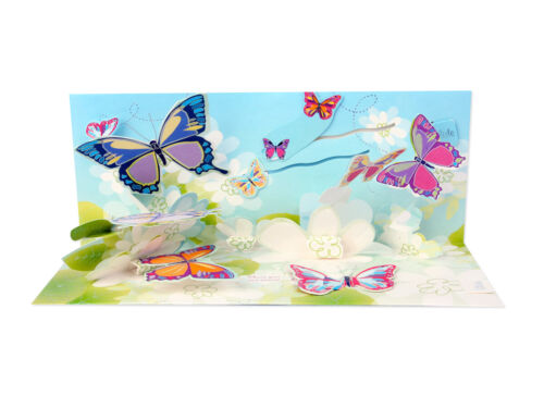 Butterflies Panoramic Pop-Up Any Occasion Greeting Card Up With Paper Pop Ups