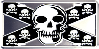 Skull and Bones Pirate 6''x12'' Aluminum License Plate Tag FAST USA SHIPPING