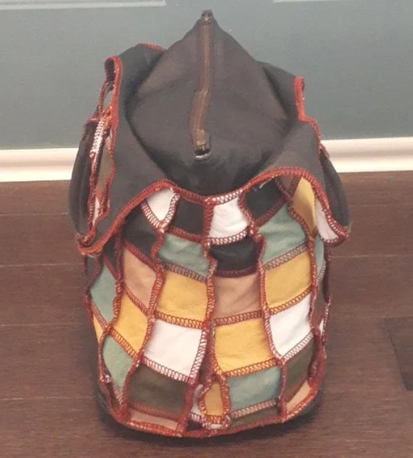 Vintage WITH multi-colour leather patchwork unstr… - image 6