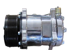 Chrome Plated Sanden 508 Style AC Compressor 8 Rib Pulley Beast Serpentine