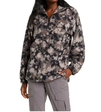 ZELLA Blair Polar Fleece Quarter Zip Pullover In Grey Kitten Whispy Camo (size L