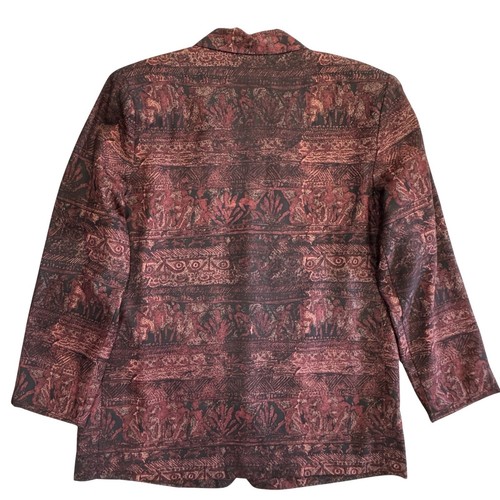 Giacca blazer vintage PATINA INTERNATIONAL 100% seta artistica donna grande multicolore - Foto 15 di 15