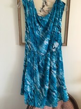 Alice and Olivia Silk-Blend Multicolor Blue Dress, Sz L