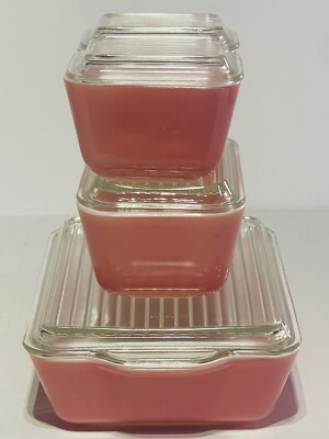 Vintage Pyrex Pink Refrigerator Set 501 501 502 503 With Lids | eBay