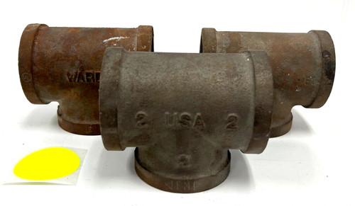 WARD 2" BLACK IRON PIPE FITTING TEE 11G THREAD COUNT (LOT OF 3)