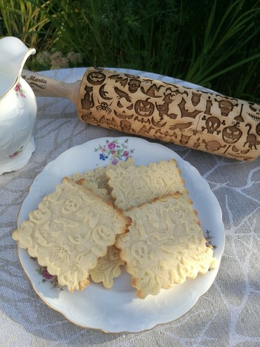 Halloween Engraved Embossed Rolling Pin Springerle Cookie mold Clay Baking Stamp - Picture 10 of 10