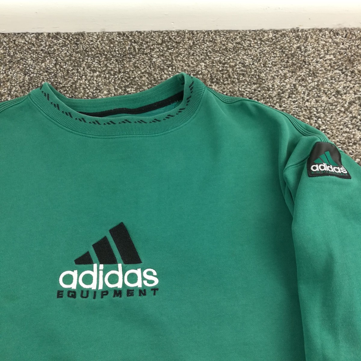 Vintage Adidas Equipment Sweatshirt Crewneck Teal Blue Green Mens 