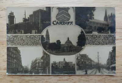 1921 RPPC Collage Postcard - Cardiff Wales Britain UK - 6 Photo Views