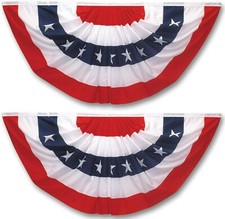 Pleated Fan Flag 2 Pack Patriotic American Bunting Flags for 4Th of July/Preside