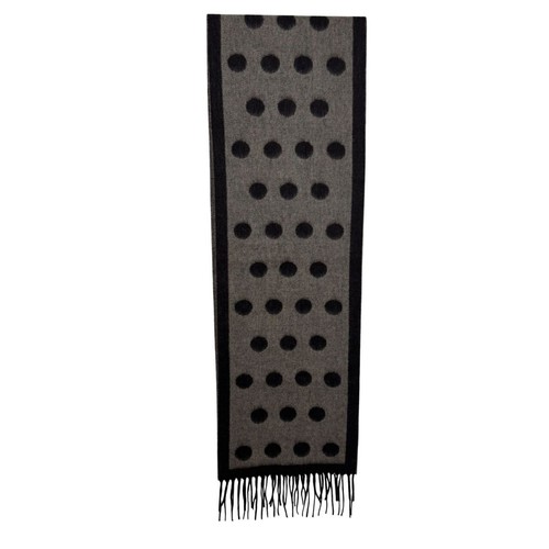 Charter Club 100% Cashmere Scarf Brown Beige Polka Dot Fringe Warm Soft EUC - Picture 2 of 5