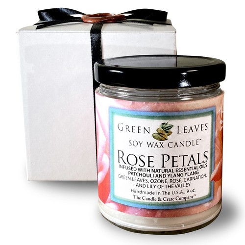 Rose Petals, 9 oz. Scented All-Natural, Handmade, Soy Wax Candle With Gift Box - Picture 7 of 7