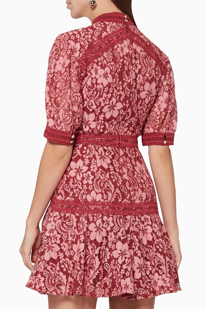 Keepsake Holder Lace Floral-Print Mini Dress Red Size XS $185 Keepsake Holder Lace Floral-Print Mini Dress Red Size XS $185