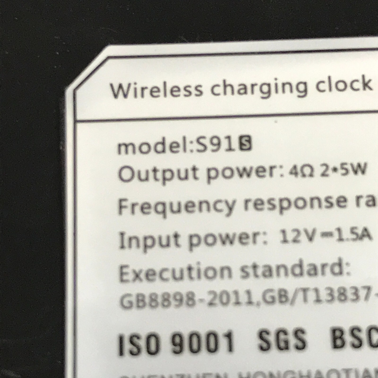 Projection Alarm Clock Bluetooth Speaker S91S W/ Wireless Charging