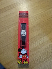 Limited Edition WD World Mickey Mouse Watch NIB Black Leather Strap Vintage