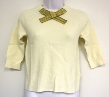 J Crew Crewcuts Sweater Cotton Knit Girl Gold Bow Shirt Ivory