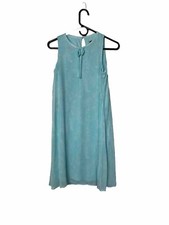 Chaps Mini Dress Aqua Turquoise Women's Size S-4 Chiffon Bow Tie Sleeveless