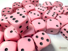 Opaque 12mm d6 Pastel Pink/black Dice Block 36 dice 
