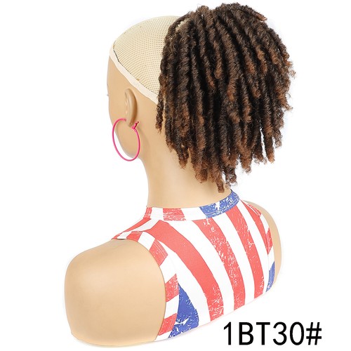 Kurze Faux Locs Brötchen Dreadlocks Dutt Puff Kordelzug Pferdeschwänze Clip in Haarteile - Bild 12 von 19