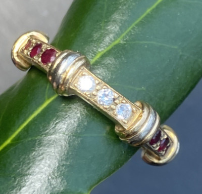 Vintage Eternity Rubin Diamant Bandring 8,75 Nachlass edler Schmuck gebraucht 18K