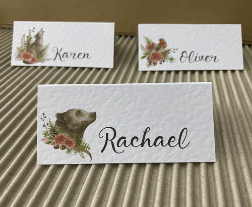 6 x Tarjetas Nombre LUGAR BOSQUE Animales Pájaros Plantas Rústico Boda Mesa Decoración - Imagen 21 de 26
