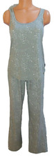 Eddie Bauer 2Pc Pajama Pant Set S Gray White Stars Sleeveless Women GUC