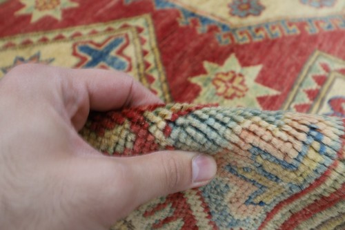7x7 ft kazak Red square star Area Rug Afghan Hand Knotted Living Room Rug - Picture 6 of 9