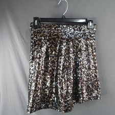 Zara Womens Mini Skirt XS Black Gold Sparkle Sequin Retro Glam Statement Indie