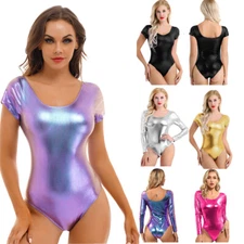 Woman Shiny Metallic Ballet Dance Bodysuit One-piece Gymnastic,Leotard Dancewear