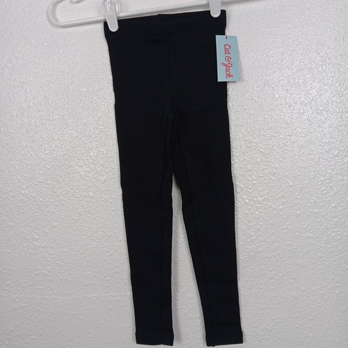Cat & Jack Leggings Girls Size XS 4/5 Slim Black Pull On 18x19 Casual NWT