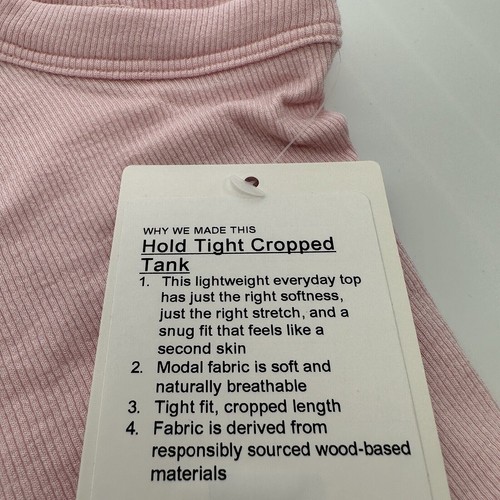 Camiseta sin mangas Lululemon Hold hermética recortada suave al ras rosa claro 6 8 12 14 - Imagen 3 de 16