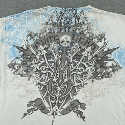 Y2K Marc Ecko Shirt Adult 2XL White V-Neck Graffiti Grunge Affliction Style - Picture 5 of 8