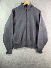 Vintage LL Bean Wool Zip Up Sweater Mens Large Blue  Purple USA Made Jacket