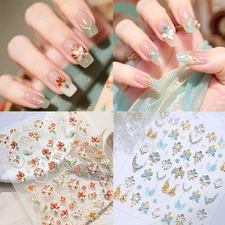 Premium Nail Art Stickers Paper Material Multicolor Floral Design Easy Applicati